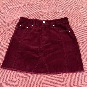 Miss Selfridge size 4 W26L15 Deep Red Corduroy mod Mini Skirt